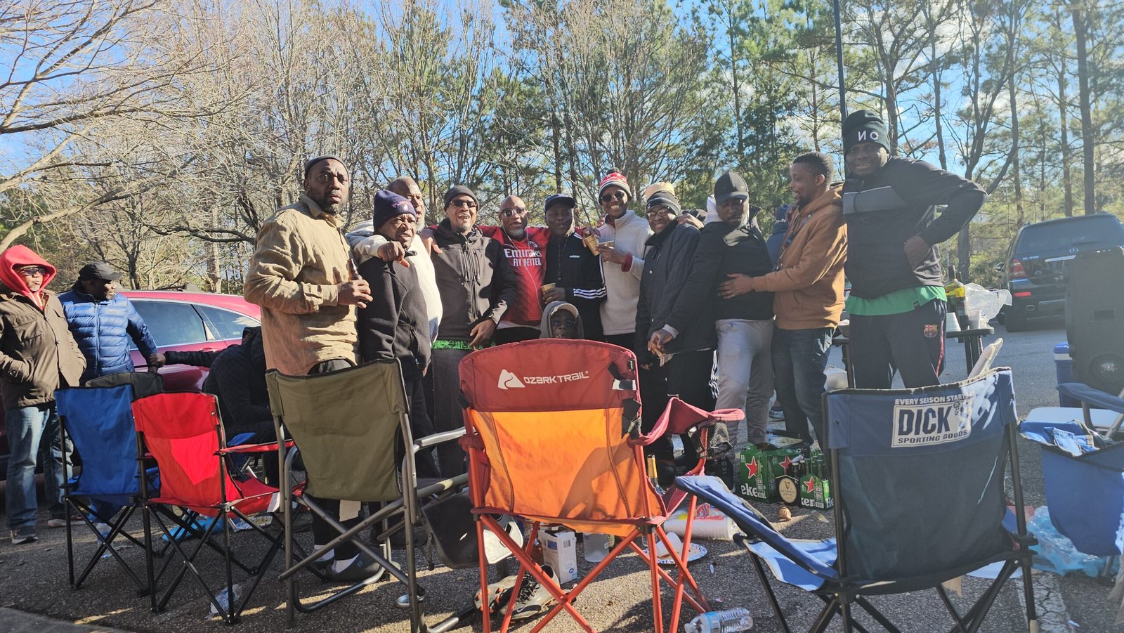 The Bombers gathered with friends and folding chairs